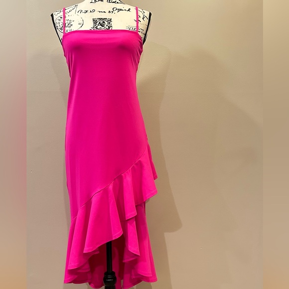 Susana Monaco Ruffle Asymmetrical Midi Dress - Picture 3 of 11